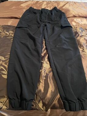 Black Women’s Cargo Joggers with Drawstring Waist
